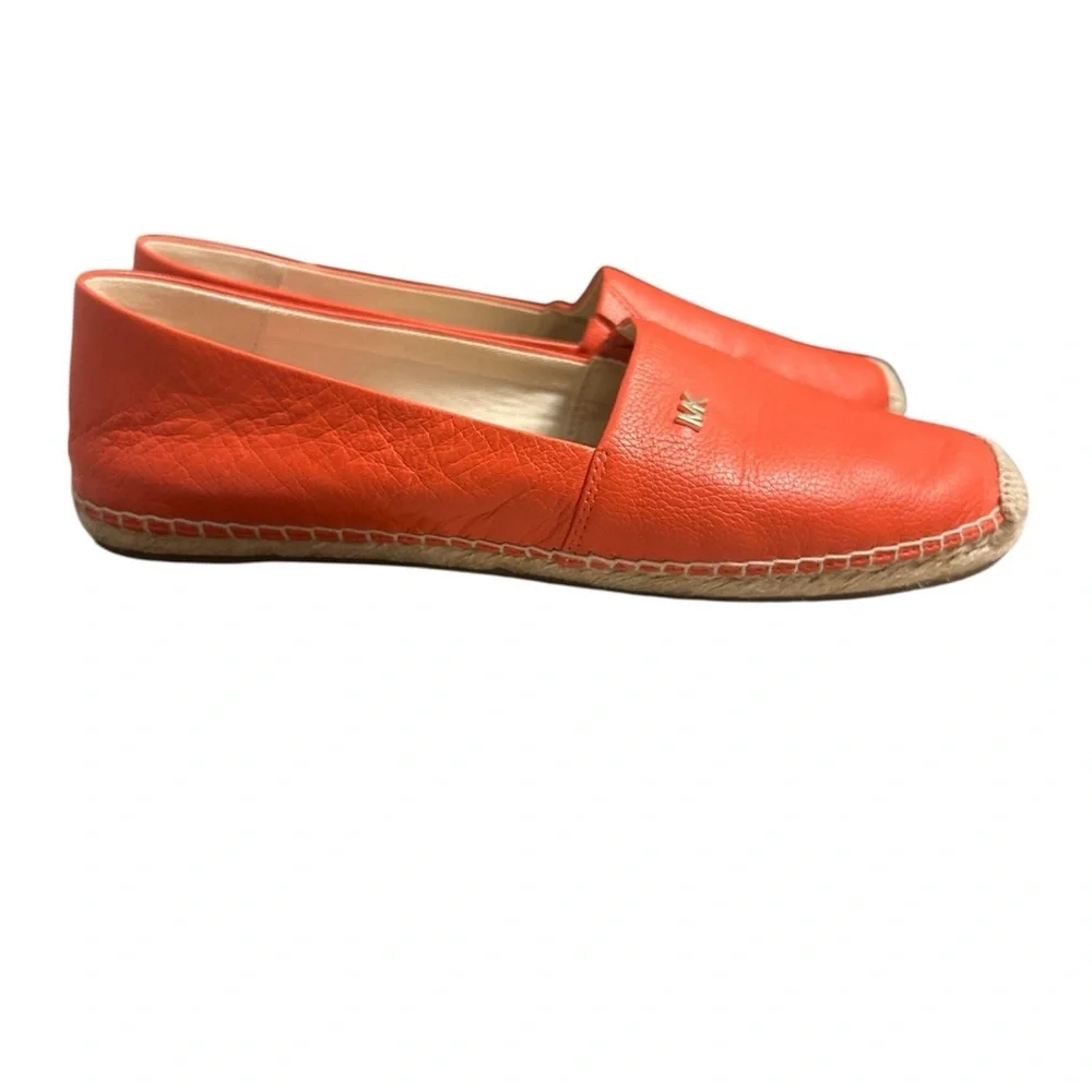 Michael Kors Kendrick slip on espadrille leather Orange Flats Sz 8.5 Euc
